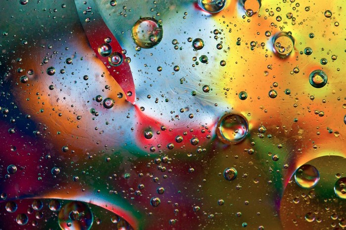 Abstract oil and water bubbles with colorful background