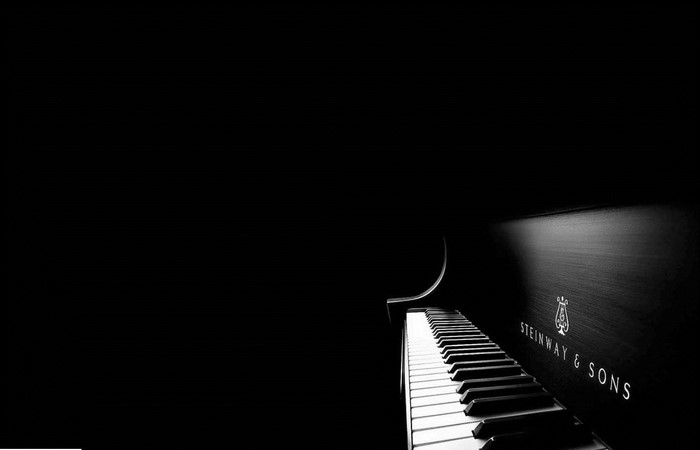 Steinway & Sons piano keyboard in monochrome