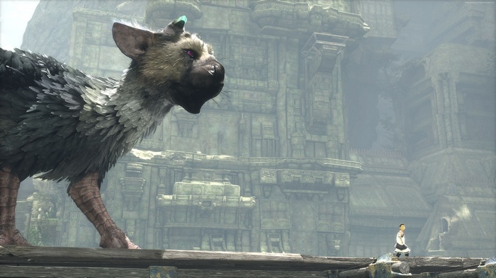 Trico and a boy in The Last Guardian