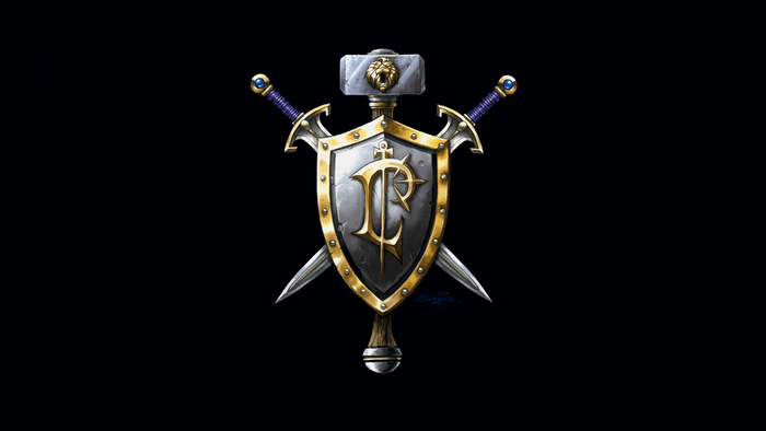 World of Warcraft Alliance symbol with swords and hammer