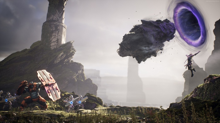 Gideon from Paragon fighting near a portal