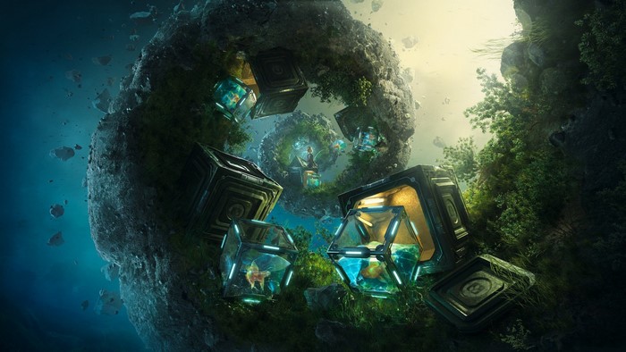 Cubic and hexagonal habitats on a spiral rock formation