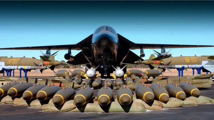 F-111 Aardvark aircraft with bombs and missiles