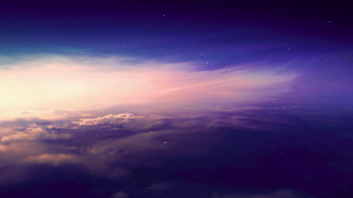 Clouds and stars in the sky at dusk
