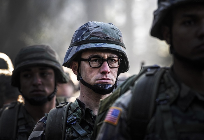 Joseph Gordon-Levitt as Snowden in military gear