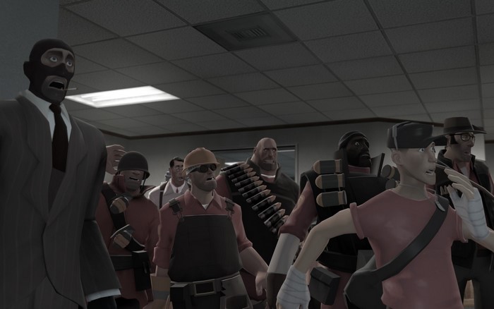 Team Fortress 2 characters in an office setting