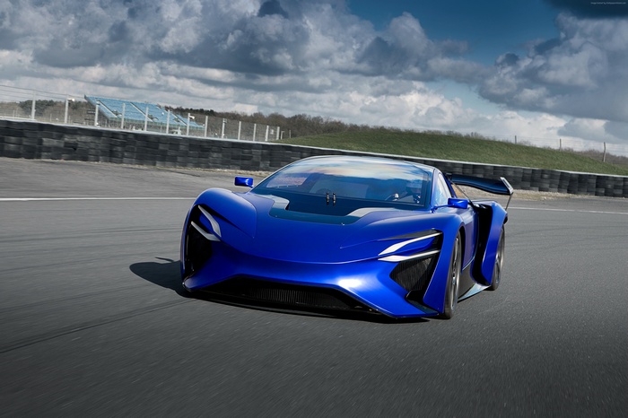 Techrules AT96 TREV electric supercar on a race track