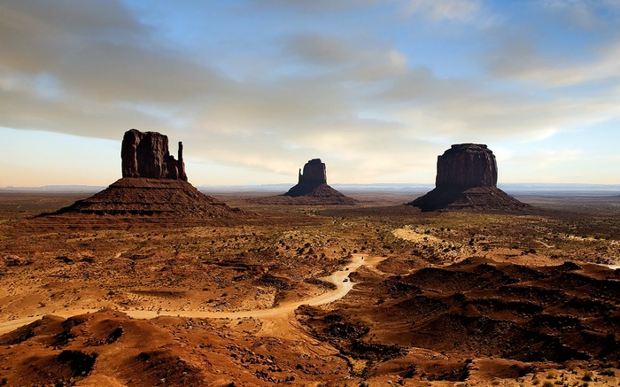 Monument Valley with Mittens and Three Sisters