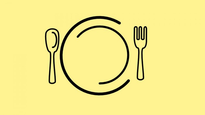 Plate with fork and spoon illustration