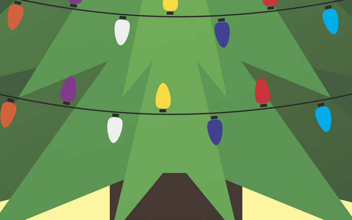 Christmas tree with colorful lights and green branches