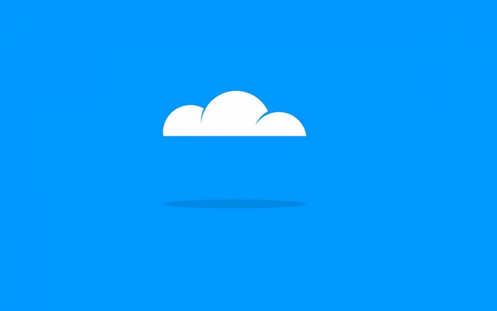 White cloud illustration with shadow on blue background