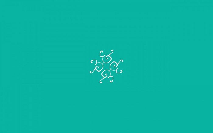 Minimalist abstract white logo on aqua background