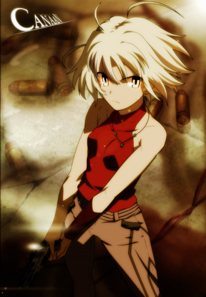 Canaan anime illustration with bullets
