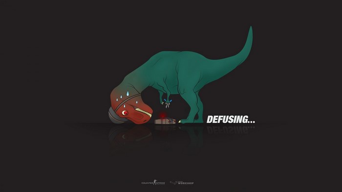 T-Rex defusing a bomb in Counter-Strike