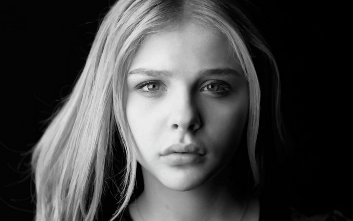 Chloë Grace Moretz portrait in black and white