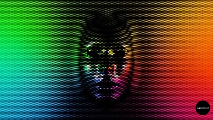 Face made of colorful dots