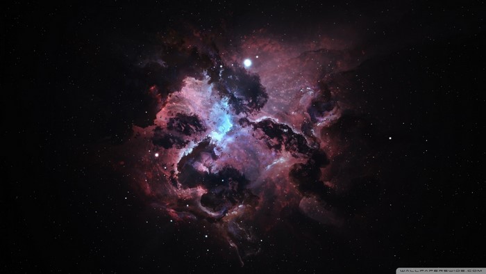 Colorful nebula in outer space with stars