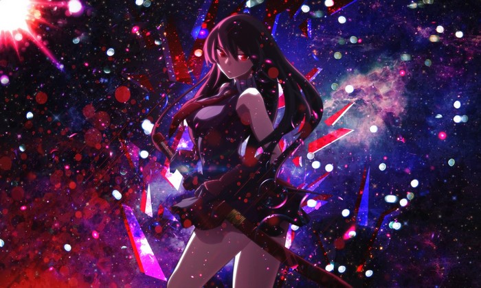 Akame from Akame ga Kill in a cosmic background