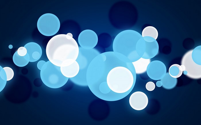 Abstract blue and white bokeh circles