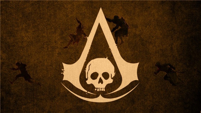 Assassin's Creed logo with figures