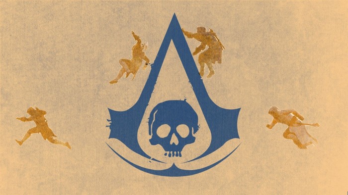 Assassin's Creed logo with fighting figures