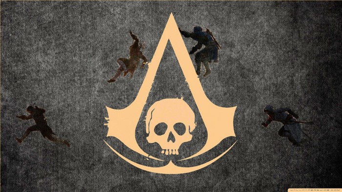 Assassin's Creed logo with figures in action