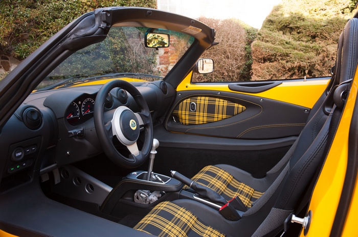 Lotus Exige Sport 350 interior with tartan seats