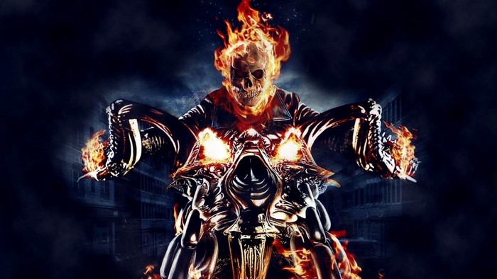 Ghost Rider Motorcycle with Flaming Skull