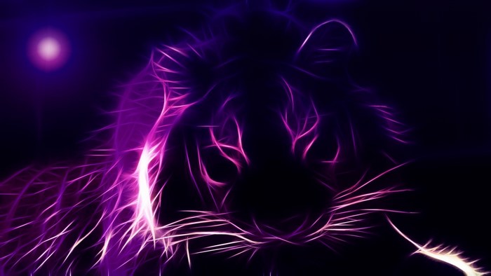 Fractal art tiger with purple glow