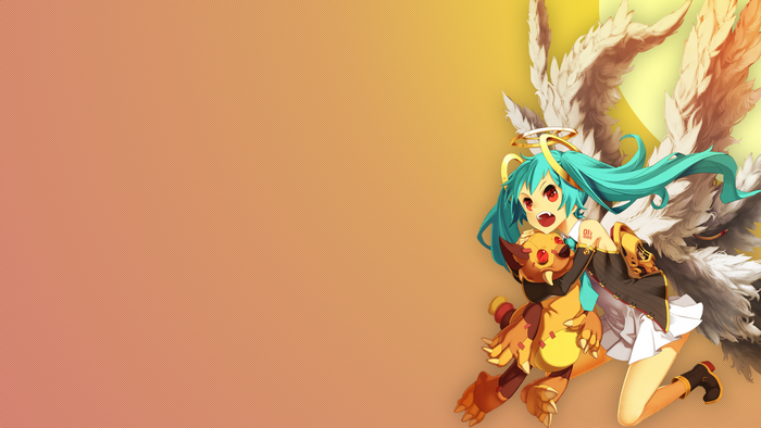 Anime girl with wings holding a creature