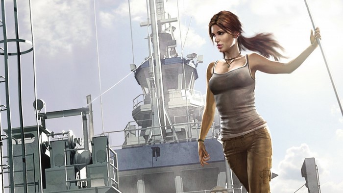Lara Croft from Tomb Raider on a Ship