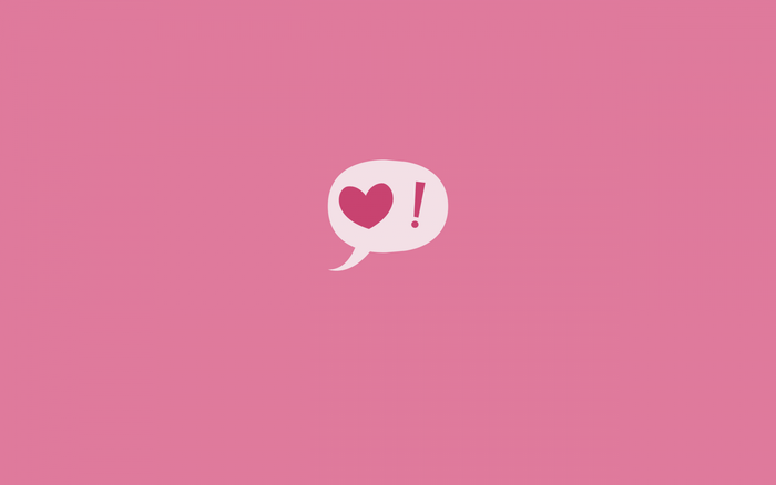 Speech bubble with heart and exclamation mark