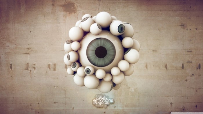 Abstract cluster of eyes on a textured background