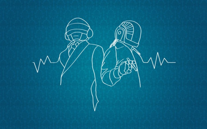 Daft Punk illustration with electrocardiogram