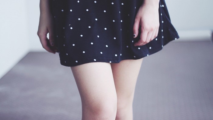 Woman in polka dot dress