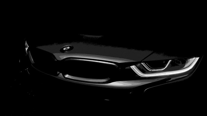 Black BMW car front grille and headlight