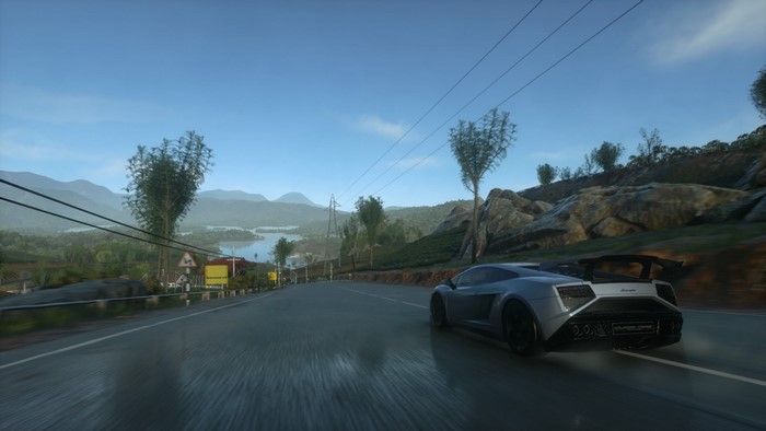Silver Lamborghini Gallardo LP 570-4 Super Trofeo Stradale on a Road