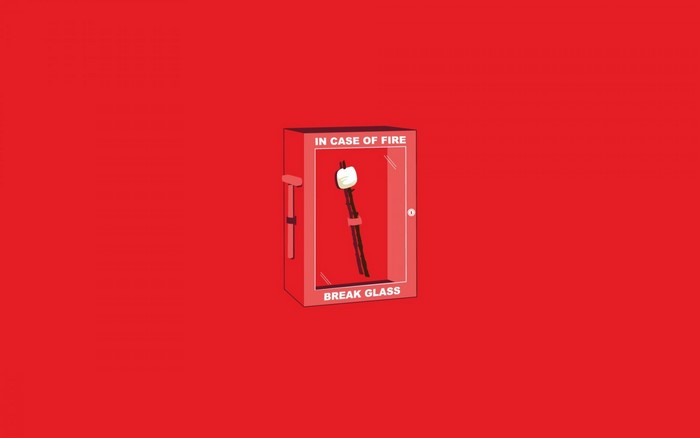 Fire extinguisher with marshmallow on a stick