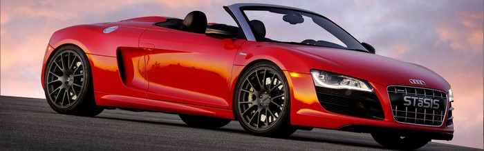 Red Audi R8 Spyder convertible sports car