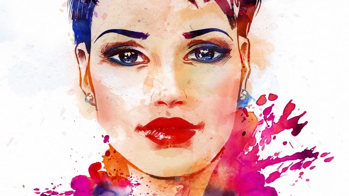 Watercolor painting of a woman's face