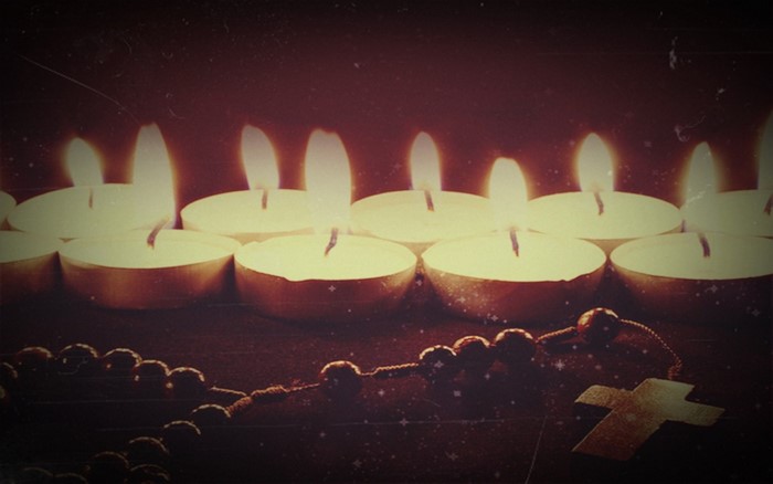Candles and Rosary with Cross