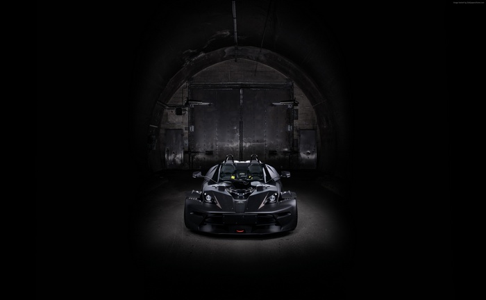 KTM X-Bow GT Black Edition in a dark tunnel
