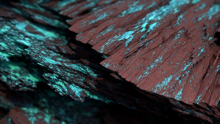 Abstract rock texture with turquoise and red colors