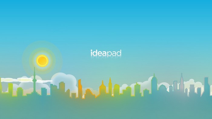 Lenovo Ideapad skyline illustration with sun