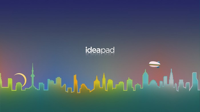 Lenovo Ideapad skyline illustration with blimp