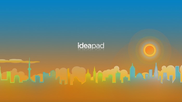 Lenovo Ideapad skyline illustration at sunrise or sunset