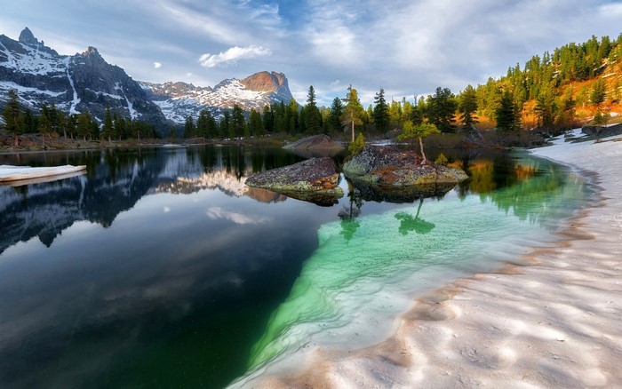 Lake and mountains in Siberia, Russia