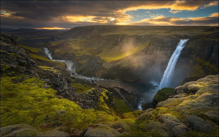 1106724 Landscape Waterfall Sunset Sea Lake Water Rock Nature