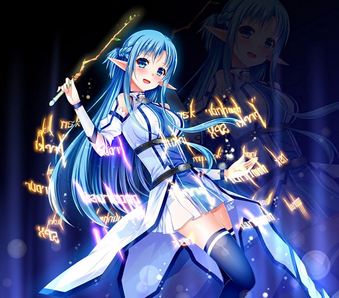 Asuna Yuuki from Sword Art Online casting a spell