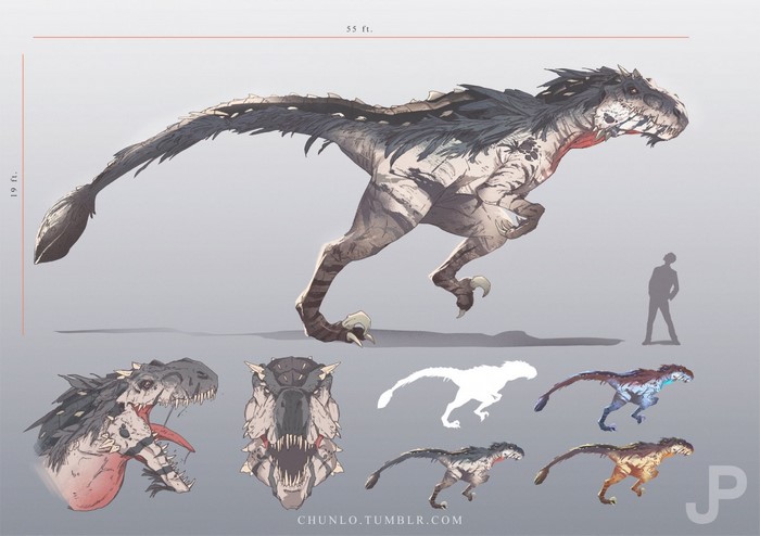 Tyrannosaurus Dinosaur Illustration with Measurements
